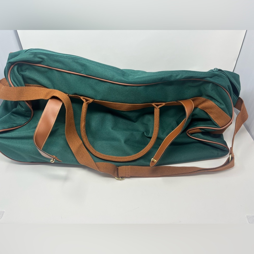 Set-POLO RALPH LAUREN Rolling Duffel/Toiletry Bags Carry On Green Canvas VTG NEW - Picture 5 of 10